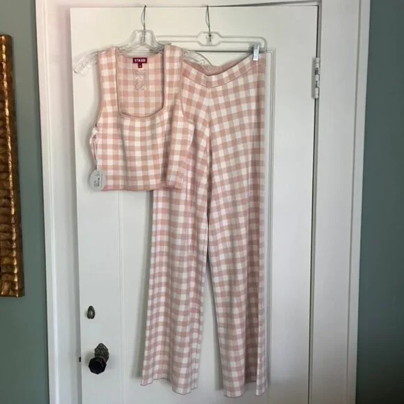 STAUD Trail Gingham Top & Avalanche Pants Set, Both Size M - Picture 2 of 5